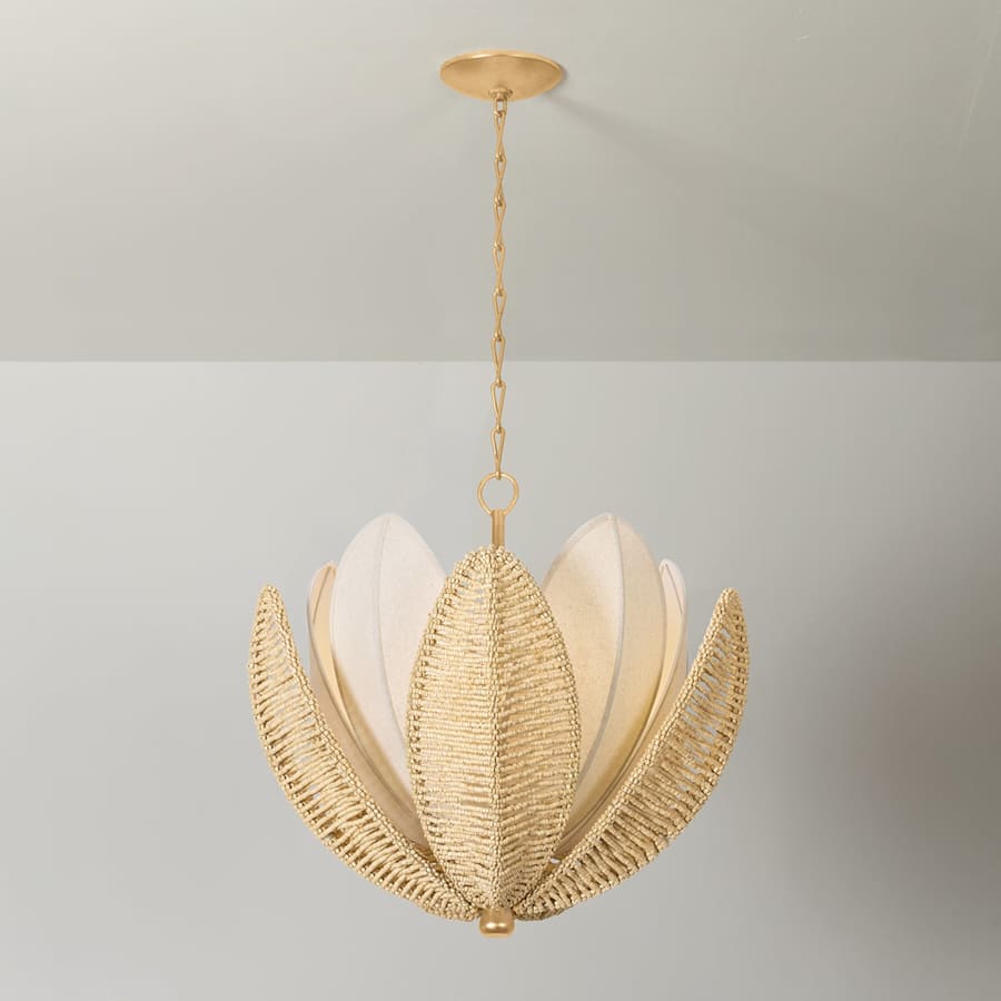 Corbett Lighting Costa Brava 5 Light 24" Wide Pendant with Coco Shell and Linen Shade - Image 3