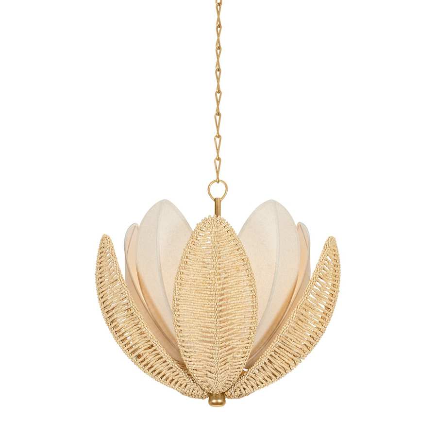 Corbett Lighting Costa Brava 5 Light 24" Wide Pendant with Coco Shell and Linen Shade - Image 1