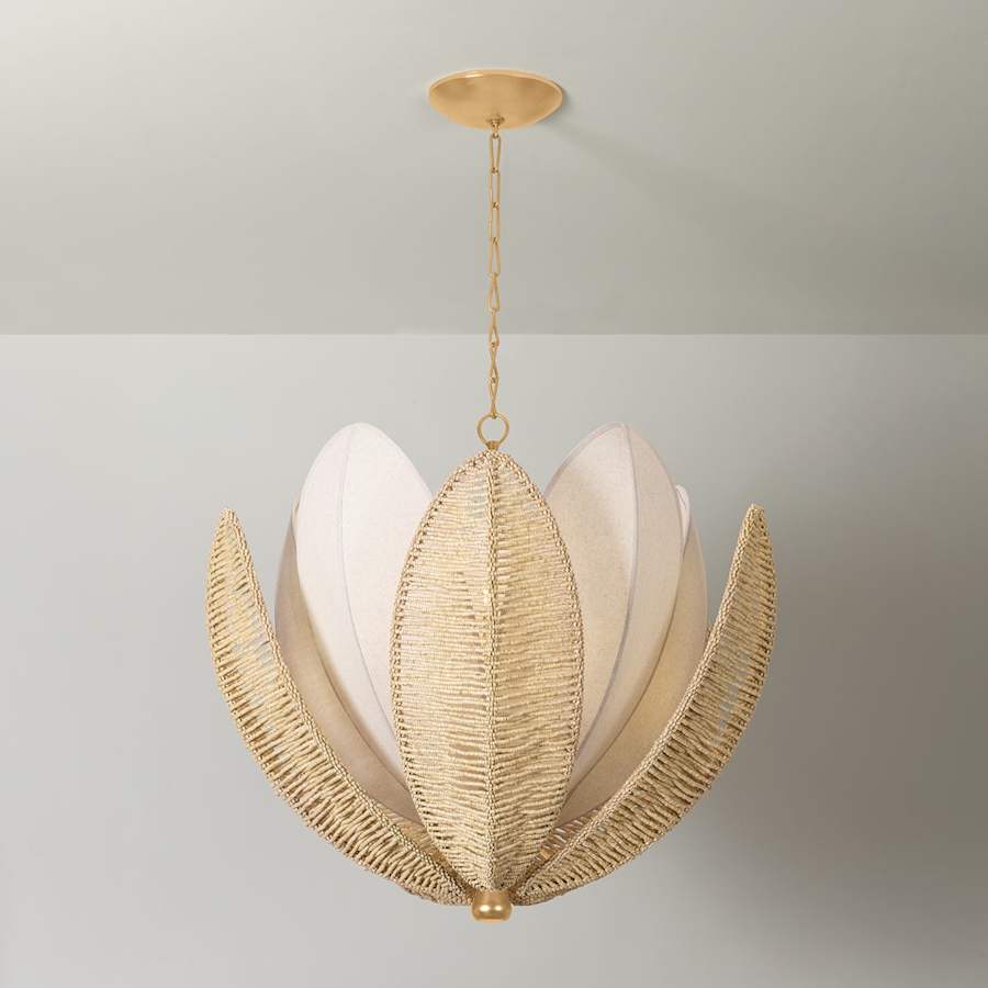Corbett Lighting Costa Brava 10 Light 36" Wide Pendant with Coco Shell and Linen Shade - Image 2
