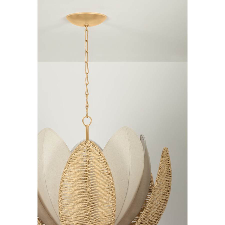 Corbett Lighting Costa Brava 10 Light 36" Wide Pendant with Coco Shell and Linen Shade - Image 3