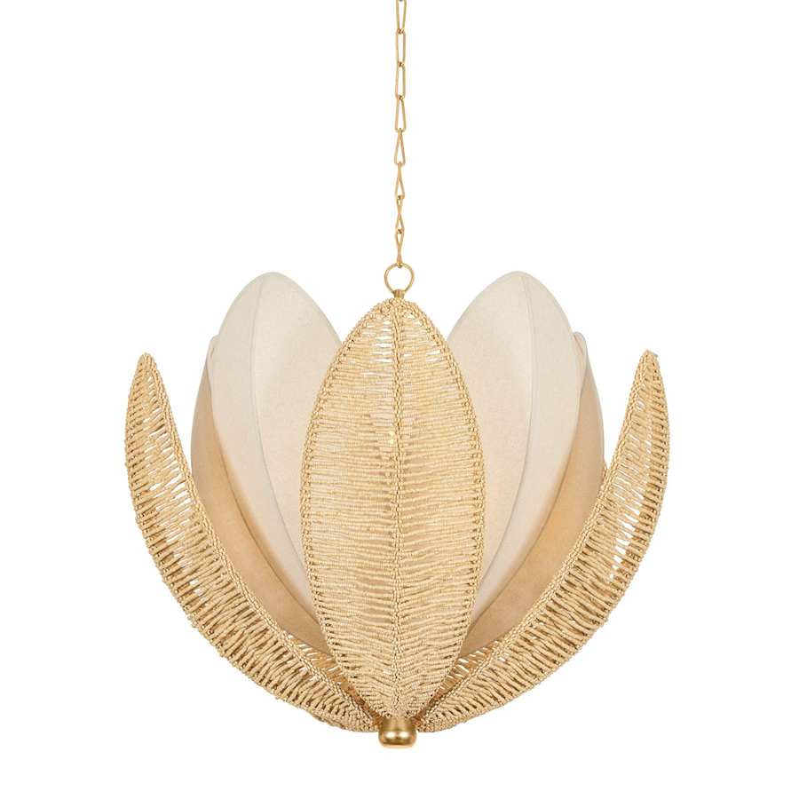 Corbett Lighting Costa Brava 10 Light 36" Wide Pendant with Coco Shell and Linen Shade - Image 1