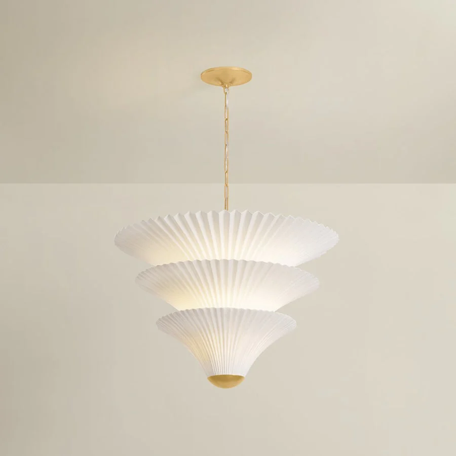 Corbett Lighting Belluno 2 Light 28" Wide Waterfall Chandelier with Pleated Paper Shades - Image 2