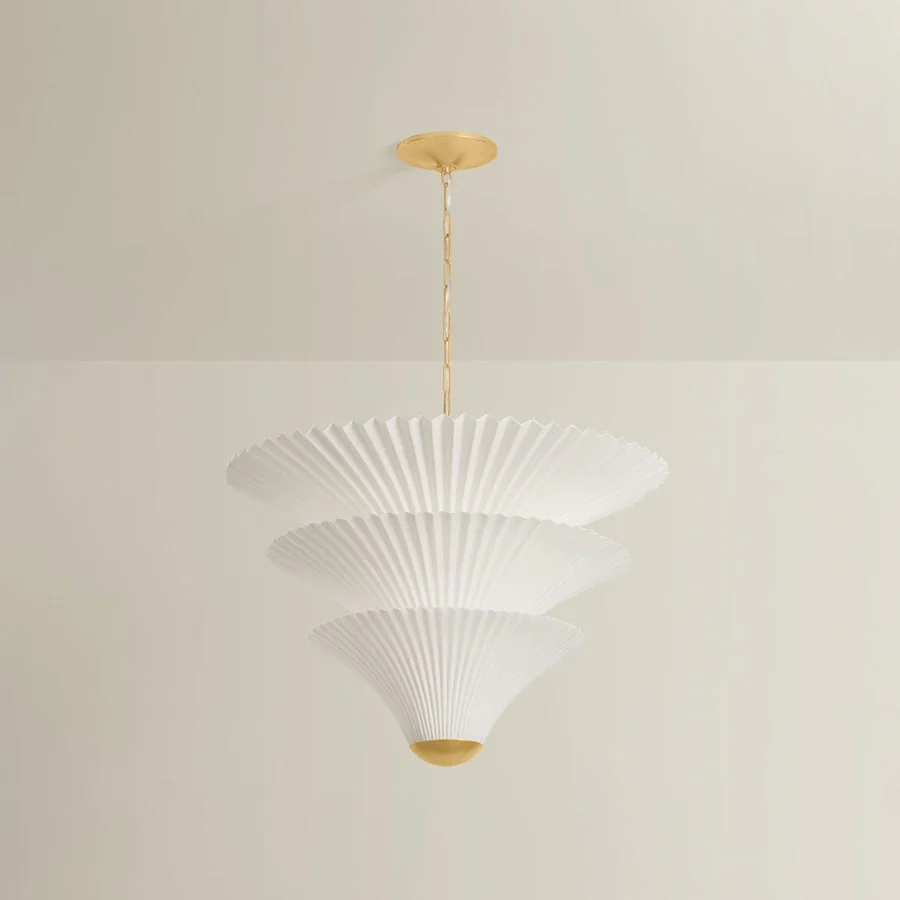 Corbett Lighting Belluno 2 Light 28" Wide Waterfall Chandelier with Pleated Paper Shades - Image 3