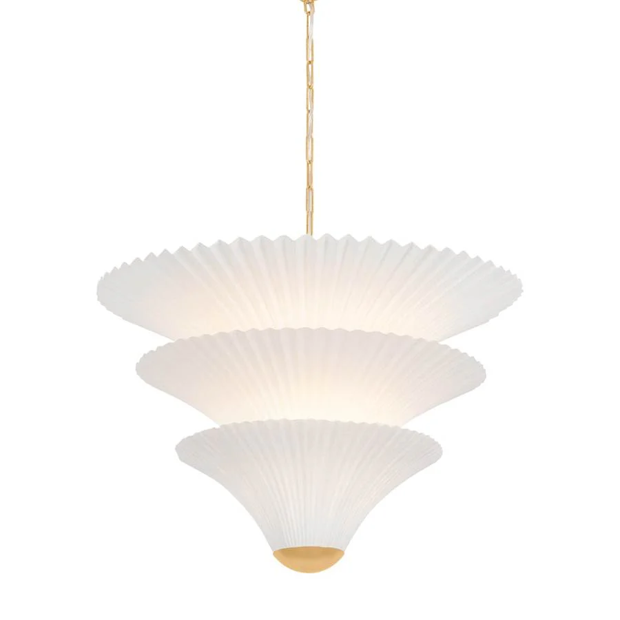 Corbett Lighting Belluno 2 Light 28" Wide Waterfall Chandelier with Pleated Paper Shades - Image 1