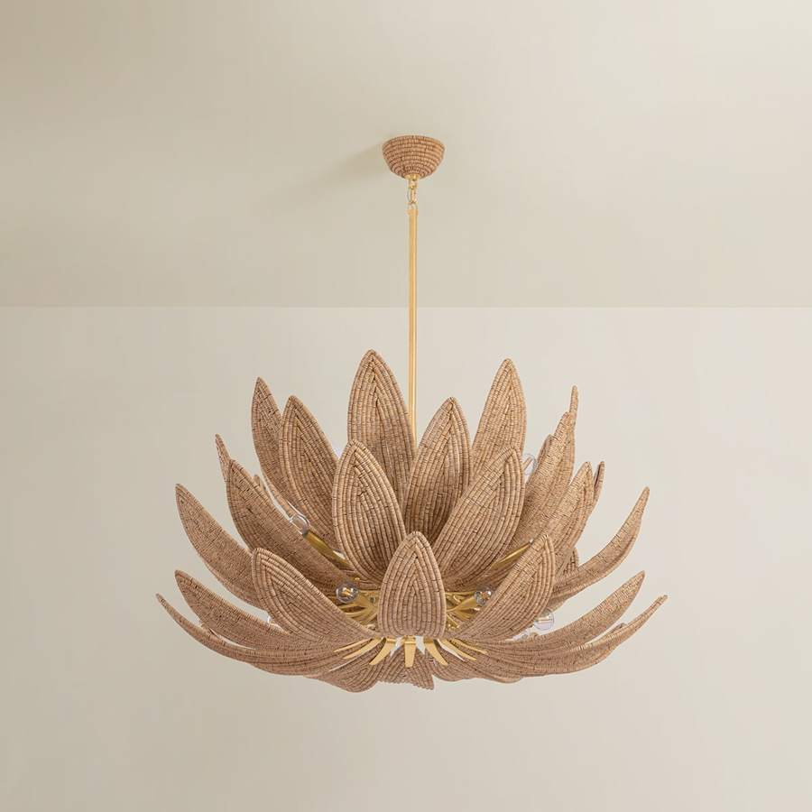 Corbett Lighting Varanasi 28 Light 42" Wide Pendant with Coco Bead Shades - Image 3