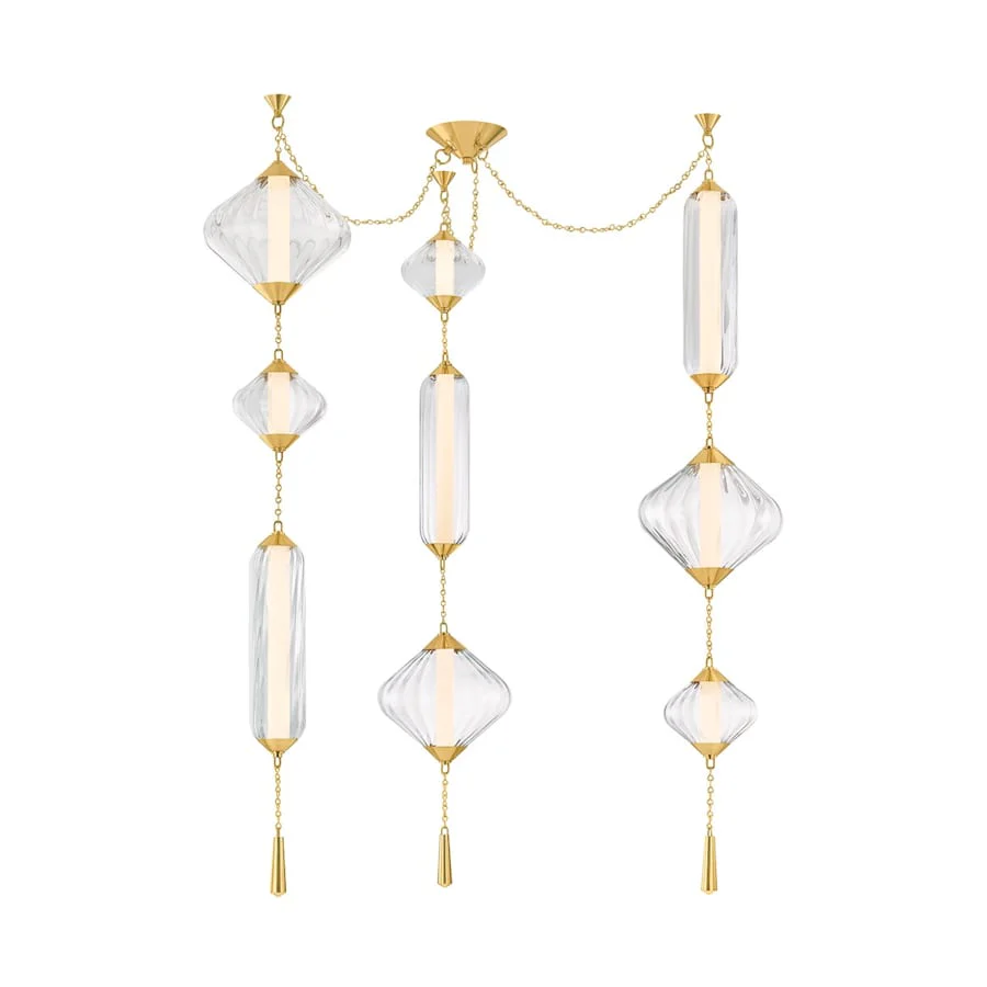 Corbett Lighting Fiorello 64" Wide LED Abstract Multi Light Pendant with Optic Glass Shades - Image 1