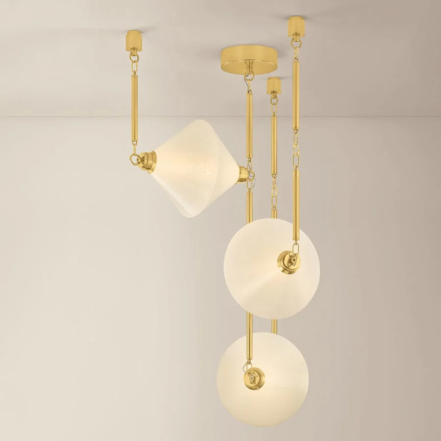 Corbett Lighting Solara 35" Wide LED Multi Light Pendant with Seedy Cloud Glass Shades - Image 3