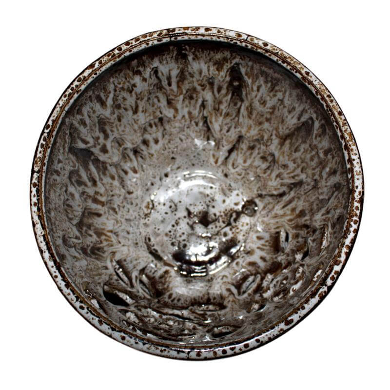 8" Creamy Chestnut Floral Cutout Ceramic Planter - Image 3