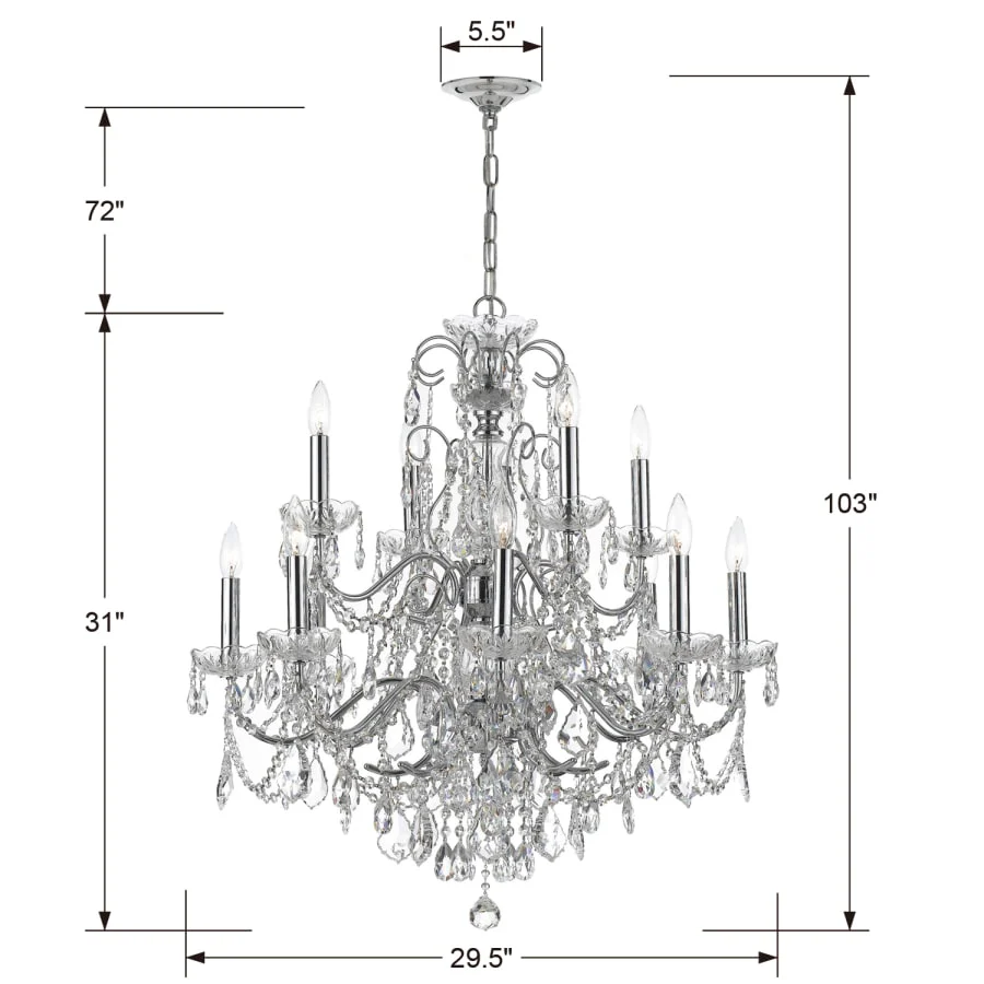 Crystorama Lighting Group Imperial 12 Light 30" Wide Crystal Chandelier with Swarovski Strass Crystal Accents - Image 3