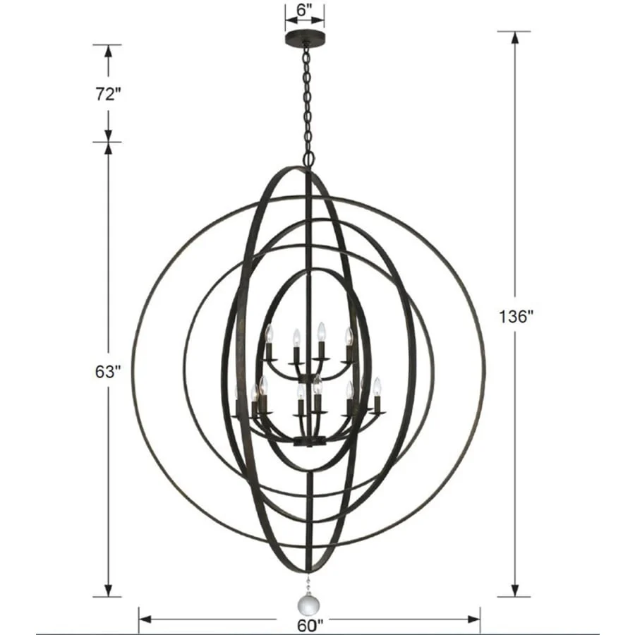 Crystorama Lighting Group Luna 12 Light 60" Wide Taper Candle Chandelier - Image 2