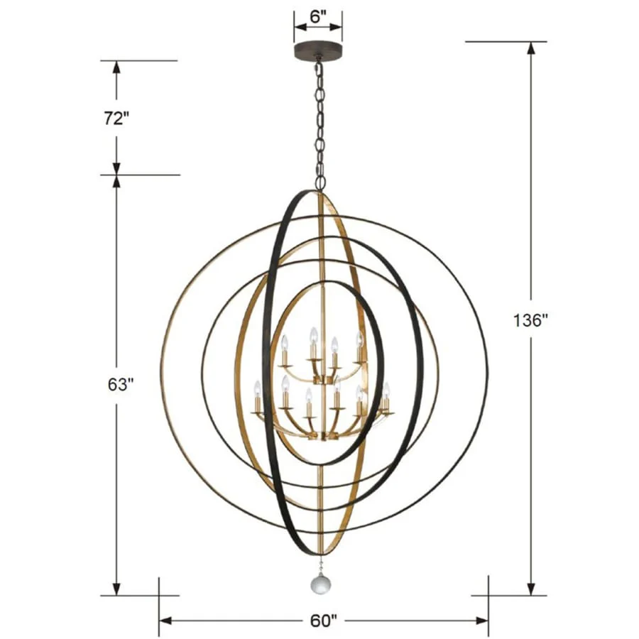 Crystorama Lighting Group Luna 12 Light 60" Wide Taper Candle Chandelier - Image 3