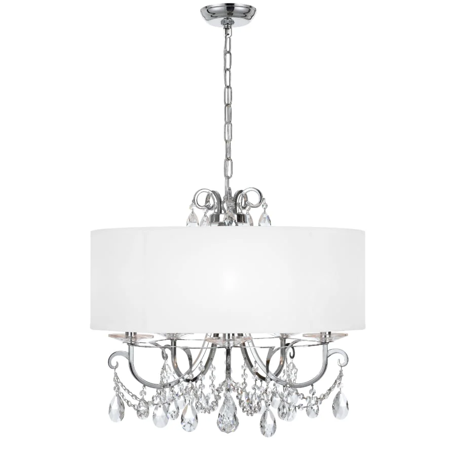 Crystorama Lighting Group Othello 5 Light 24" Wide Crystal Drum Chandelier with Silk Shade and Swarovski Strass Crystal Accents - Image 2