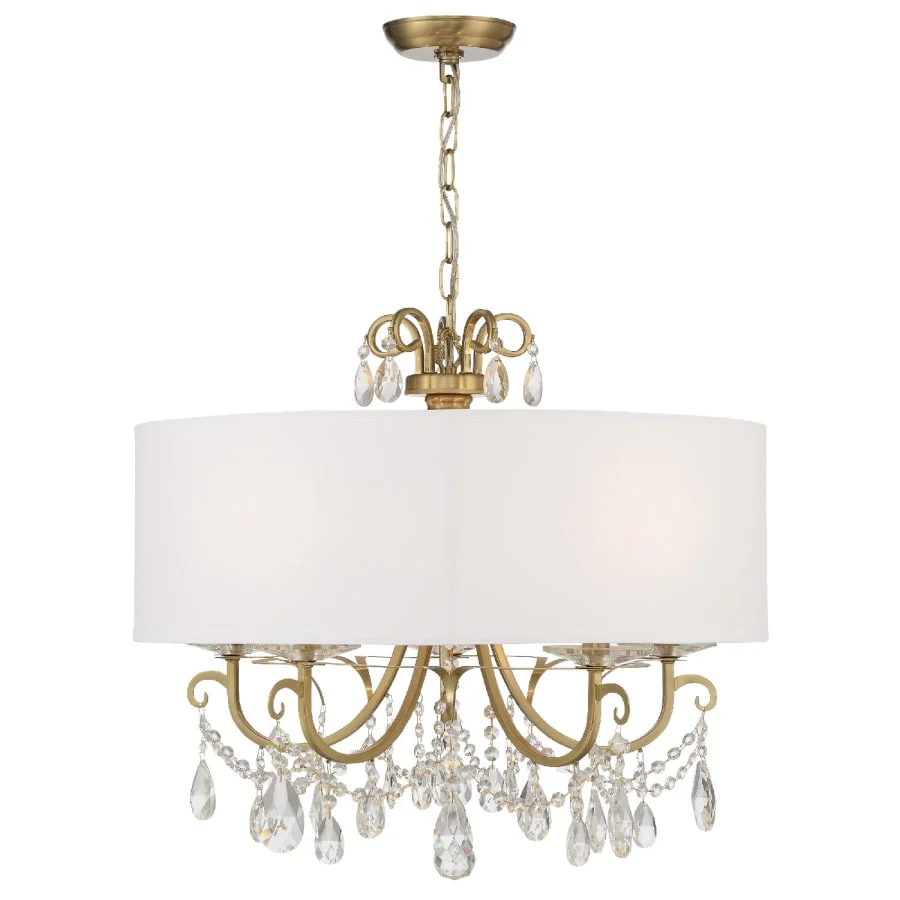 Crystorama Lighting Group Othello 5 Light 24" Wide Crystal Drum Chandelier with Silk Shade and Swarovski Strass Crystal Accents - Image 3