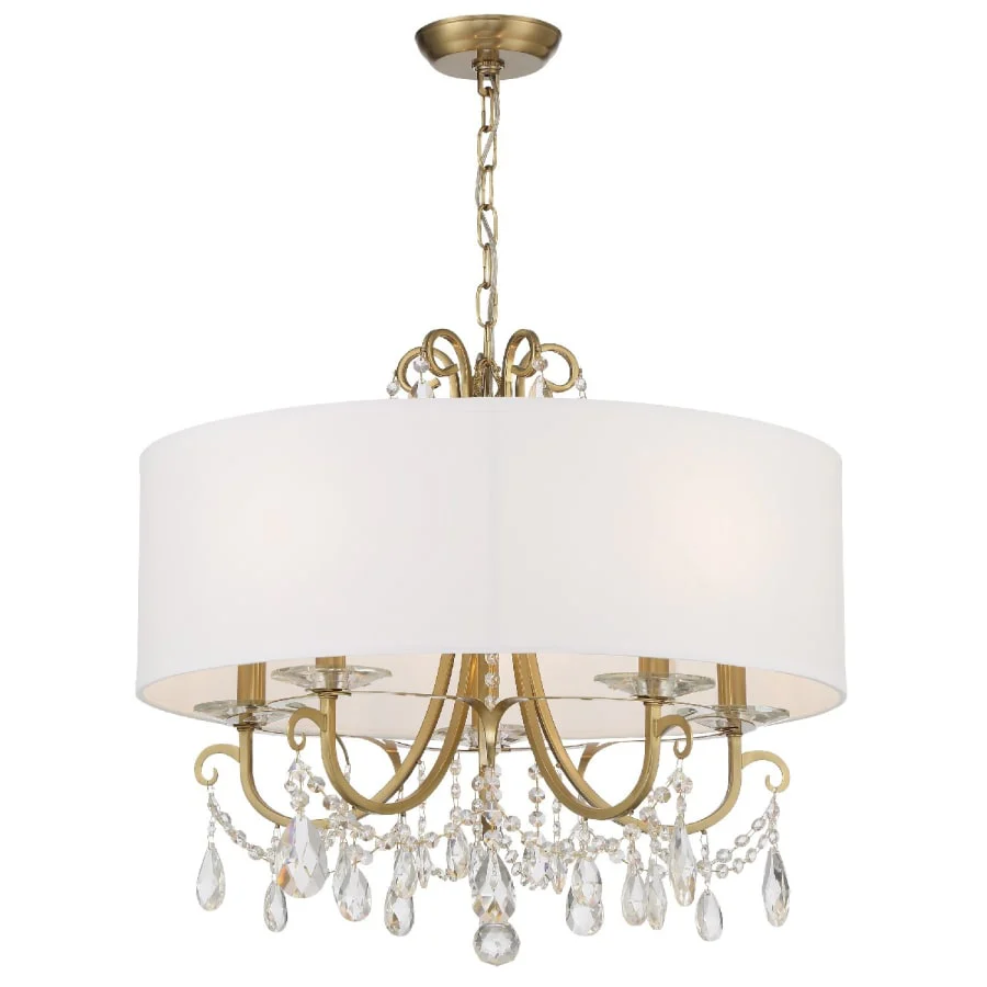 Crystorama Lighting Group Othello 5 Light 24" Wide Crystal Drum Chandelier with Silk Shade and Swarovski Strass Crystal Accents - Image 1