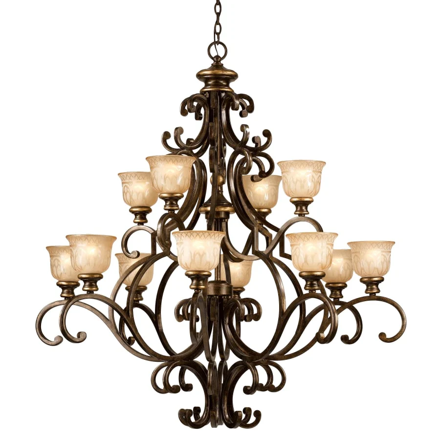 Crystorama Lighting Group Norwalk 12 Light 48" Wide Chandelier Includes Patterned Glass Shades - Image 1