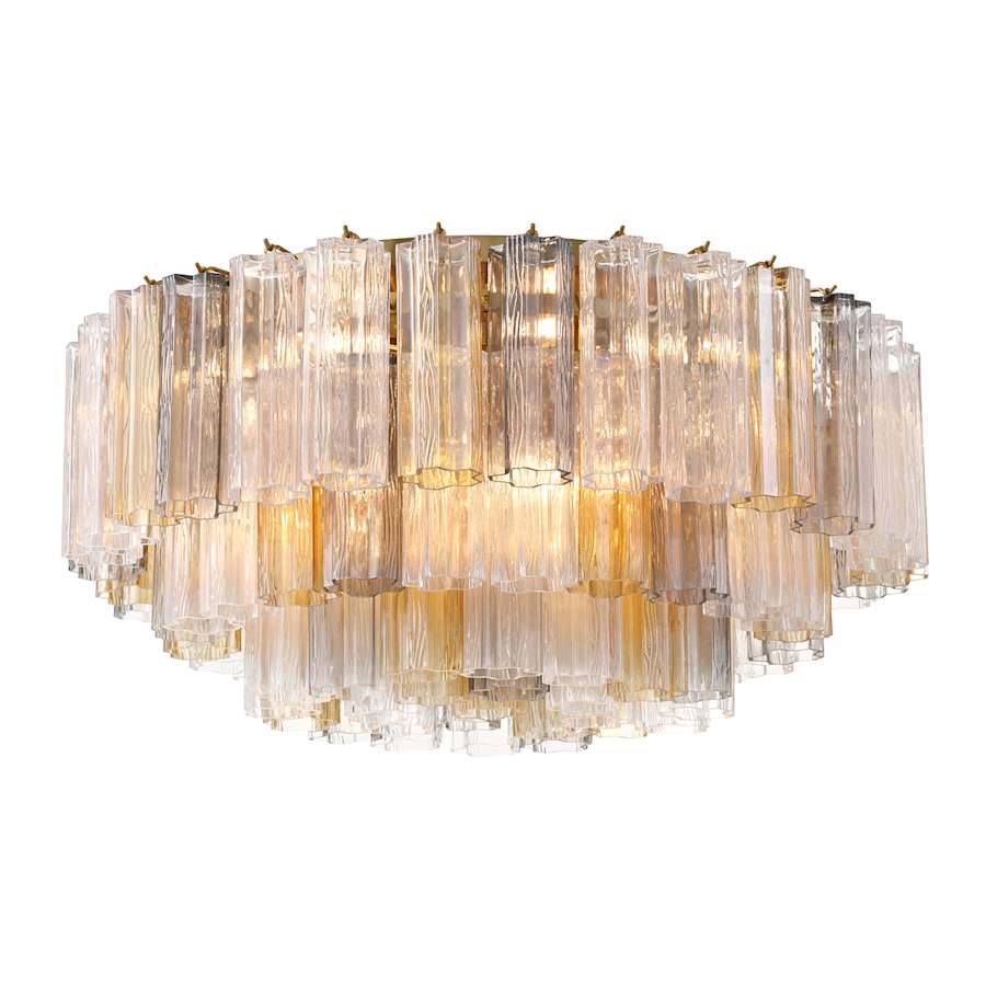 Crystorama Lighting Group Addis 16 Light 32″ Wide Flush Mount Drum Ceiling Fixture with Autumn Tronchi Glass Shade