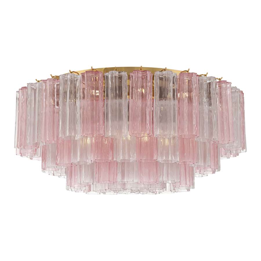 Crystorama Lighting Group Addis 16 Light 32″ Wide Flush Mount Ceiling Fixture with Spring Tronchi Glass