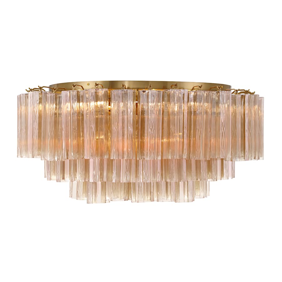 Crystorama Lighting Group Addis 16 Light 32" Wide Flush Mount Drum Ceiling Fixture with Amber Tronchi Glass Shade - Image 2