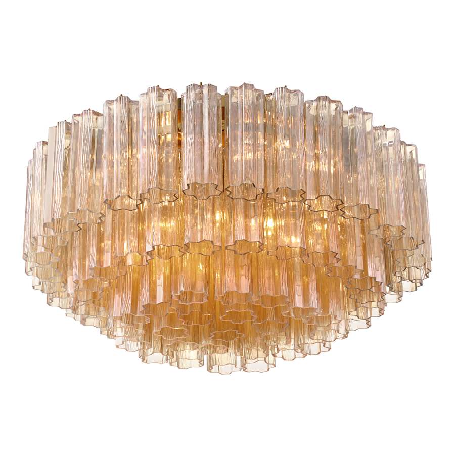 Crystorama Lighting Group Addis 16 Light 32" Wide Flush Mount Drum Ceiling Fixture with Amber Tronchi Glass Shade - Image 3