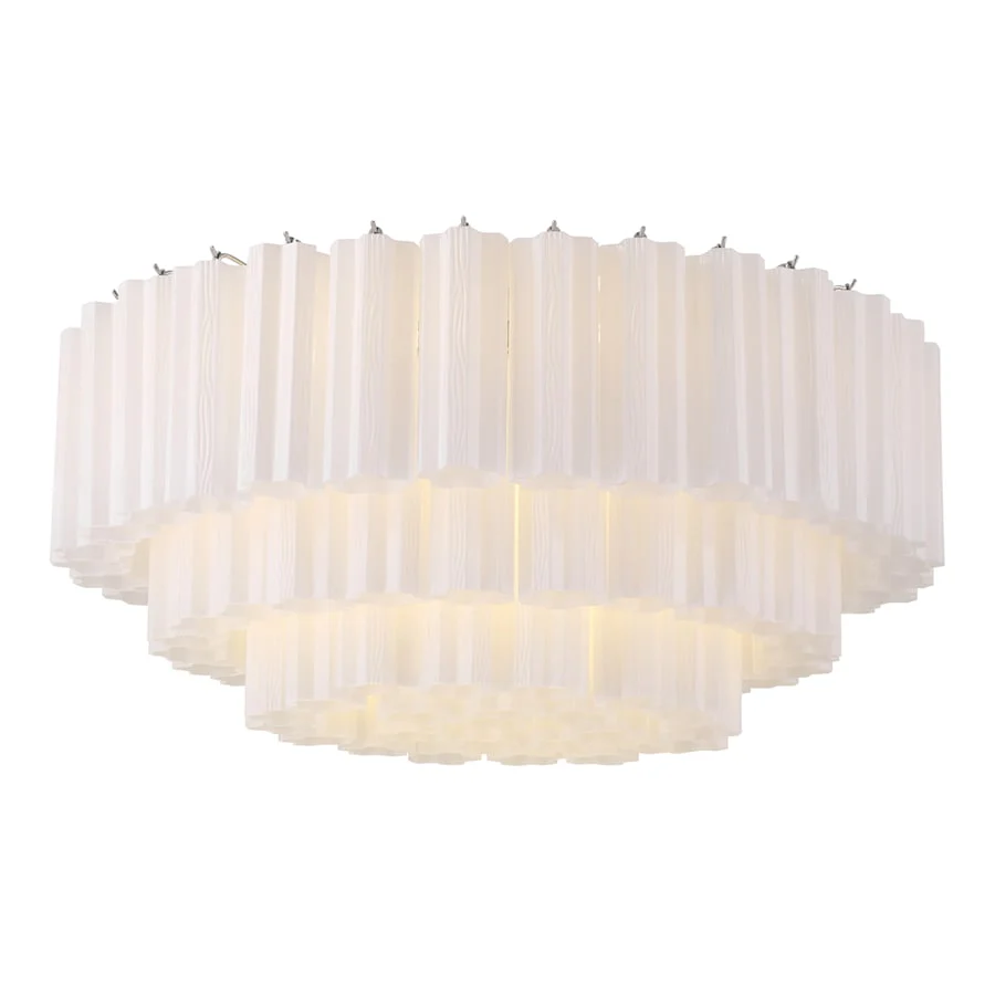 Crystorama Lighting Group Addis 16 Light 32″ Wide Flush Mount Drum Ceiling Fixture with Frosted Tronchi Glass Shade