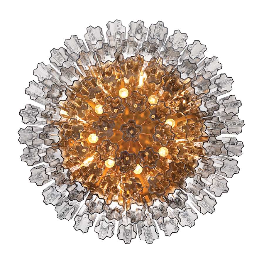 Crystorama Lighting Group Addis 16 Light 32" Wide Flush Mount Ceiling Fixture with Smoke Tronchi Glass - Image 3