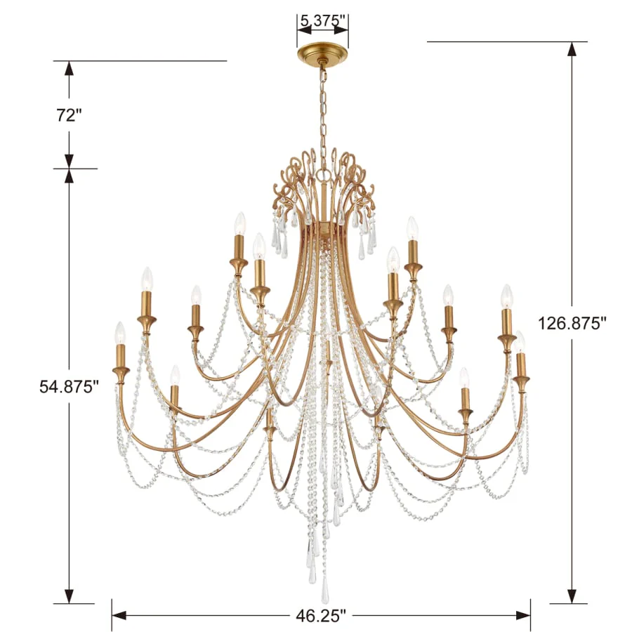 Crystorama Lighting Group Arcadia 15 Light 46" Wide Crystal Candle Style Chandelier with Hand Cut Crystal Accents - Image 3