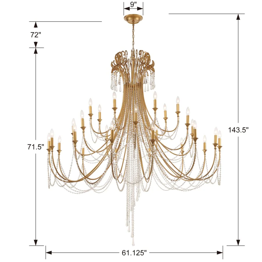 Crystorama Lighting Group Arcadia 28 Light 61" Wide Crystal Candle Style Chandelier with Hand Cut Crystal Accents - Image 3