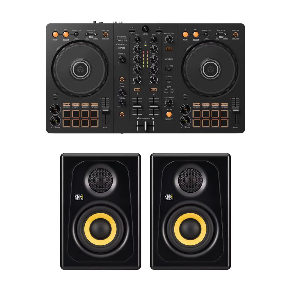Pioneer DJ DDJ-FLX4 DJ Starter Pack w/ KRK Kreate 3 Monitors - Image 1