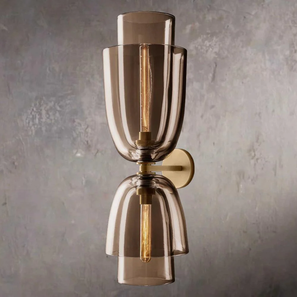 Bloms Amber Glass Cloche Grand Wall Sconce
