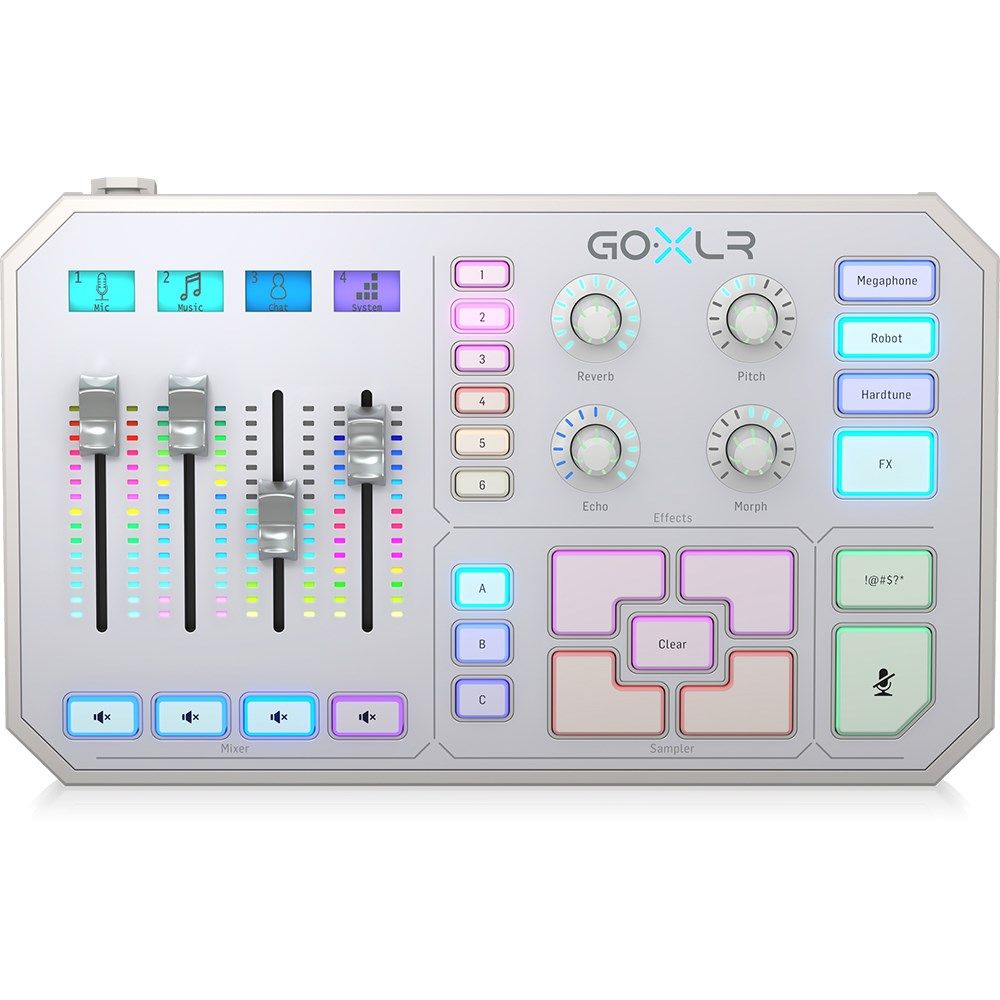 TC Helicon Go XLR 4-Channel Broadcast Mixer w/ Motorized Faders & FX (White) - Image 1