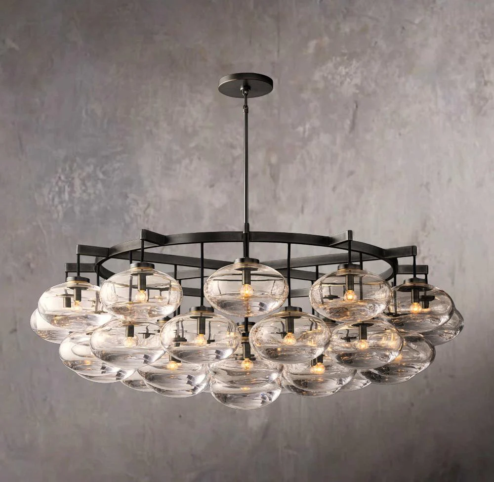 Cabrette Transparent Glass Circular Chandelier 60" - Image 3