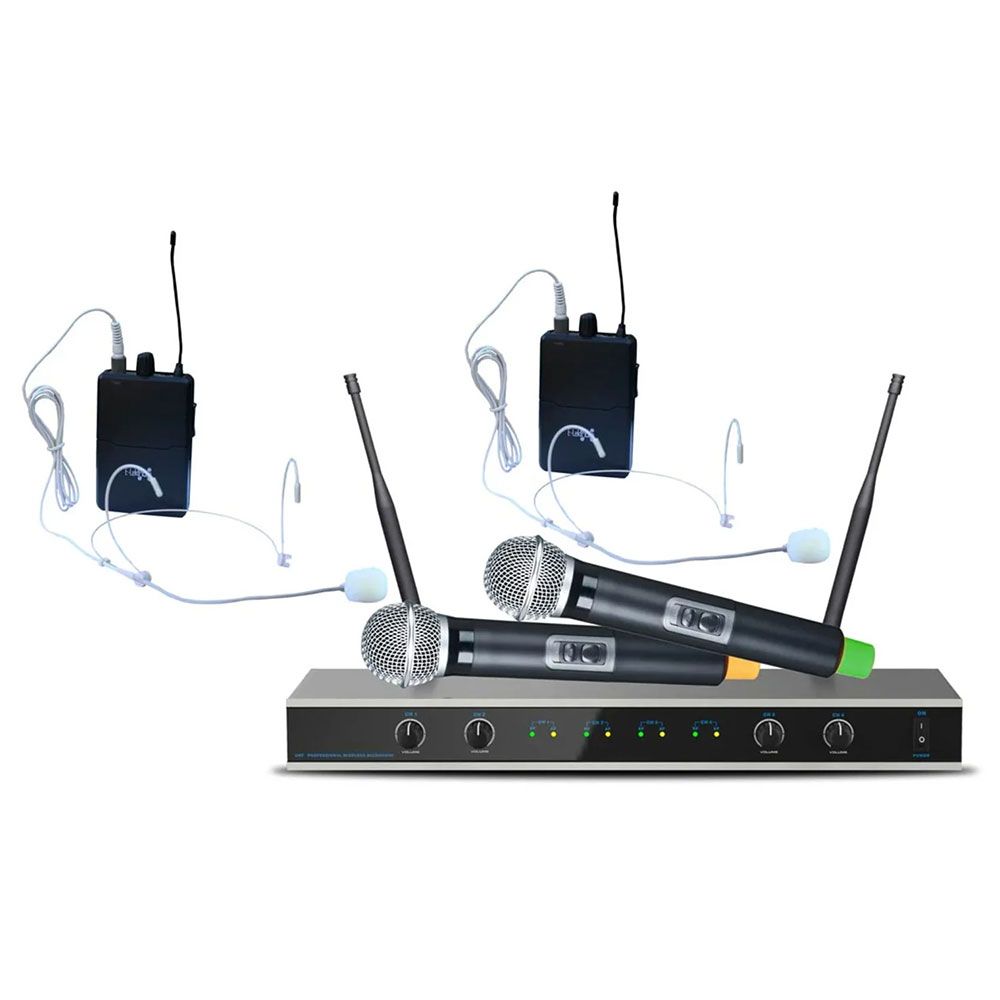E-lektron IU-4011 UHF 4 Ch 2 x Handheld Mic 2 x Bodypack set - Image 1