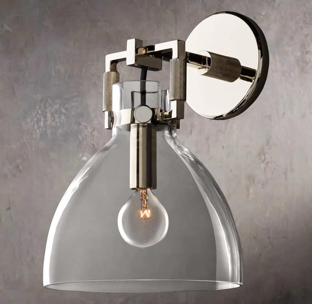Industrial Glass Dome Wall Sconce 8" - Image 2