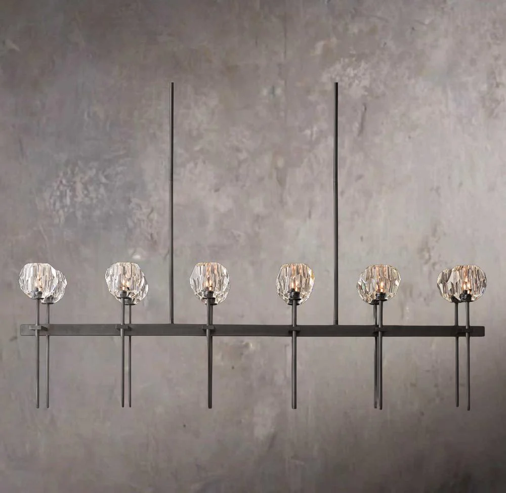 Crystal Orb Clear Glass Dual Linear Chandelier 60" - Image 3