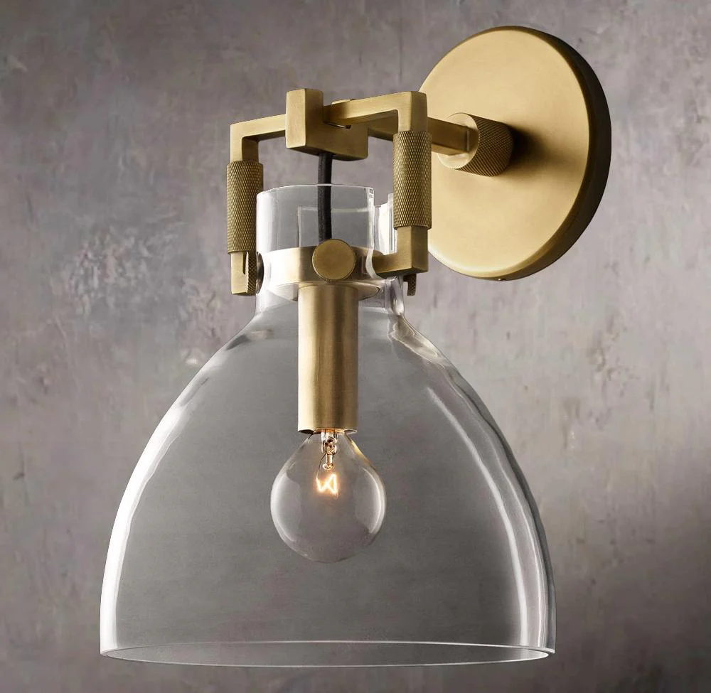 Industrial Glass Dome Wall Sconce 8" - Image 1