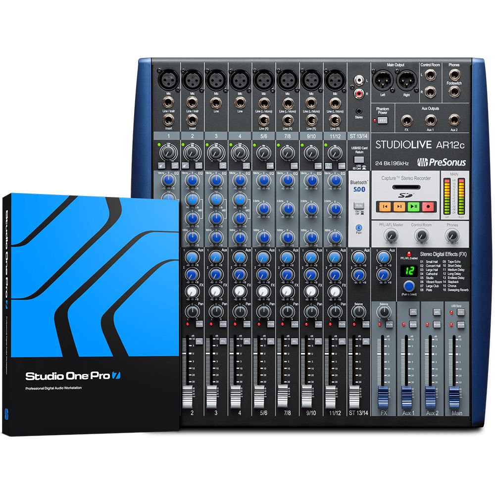 PreSonus StudioLive AR12c 14-Ch Mixer w/ Bluetooth & USB Multitrack Recording - Image 1