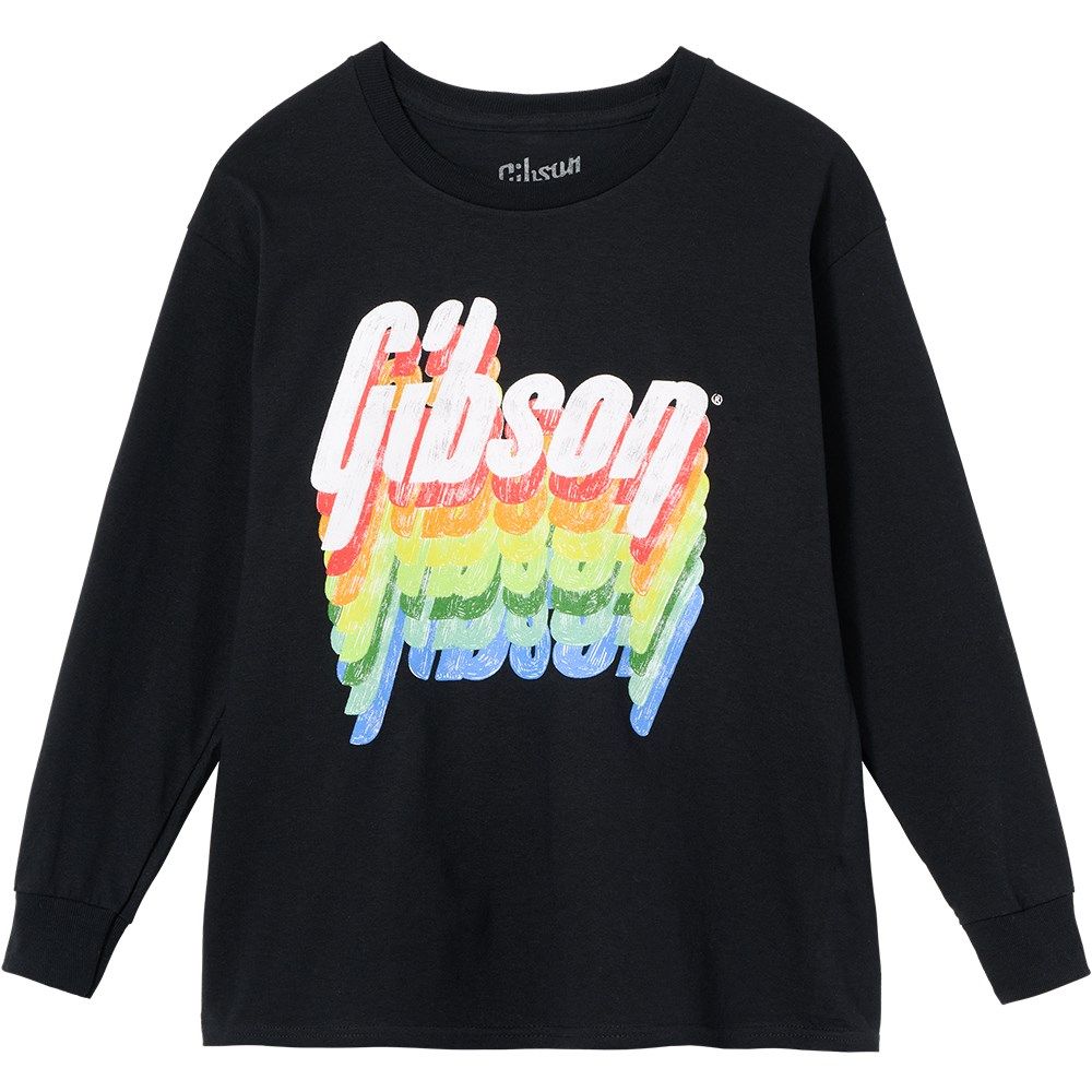 Gibson Kids Rainbow Logo Longsleeve Tee (Black) Large - Image 1