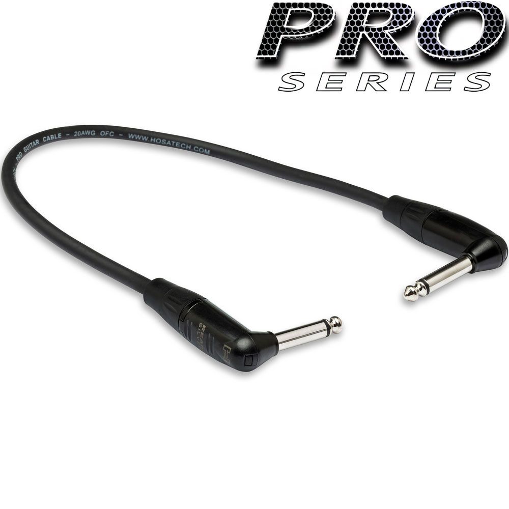 Hosa HGTR001RR Pro Guitar Patch Cable REAN Right-Angle to Same (12")