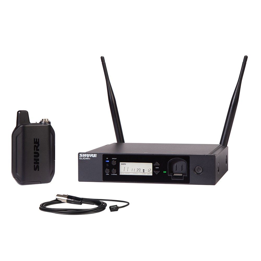 Shure GLXD14R+ / 93 Digital Wireless Rack System w/ WL93 Lavalier Microphone - Image 1