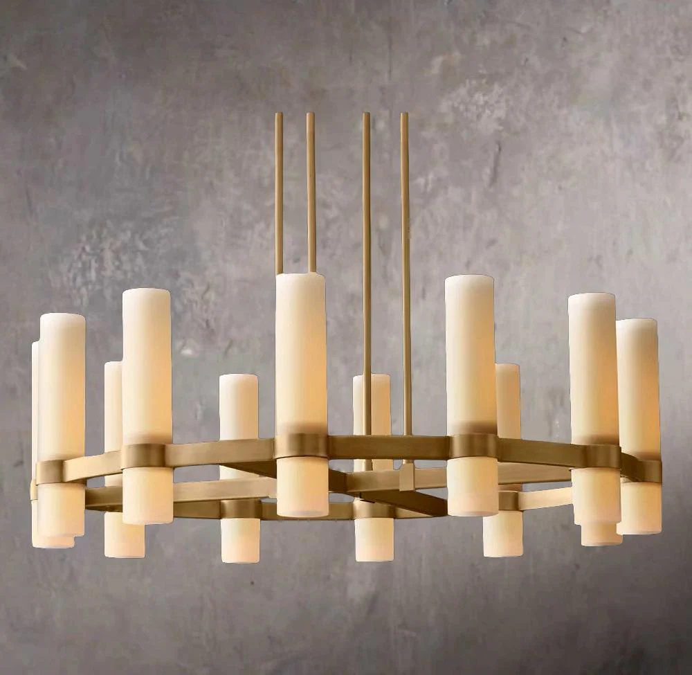 San Marco Carved Alabaster Round Chandelier 48" - Image 3