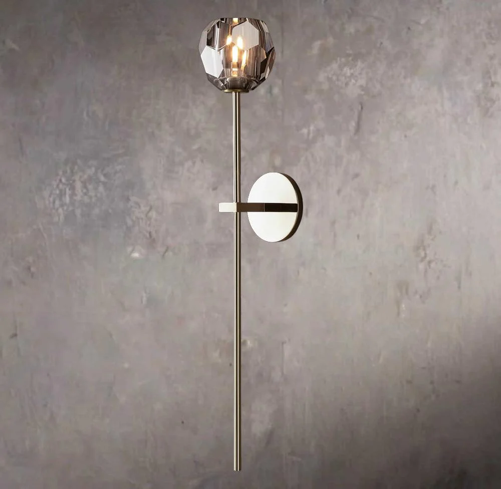 Crystal Orb Smoke Glass Grand Wall Sconce - Image 2