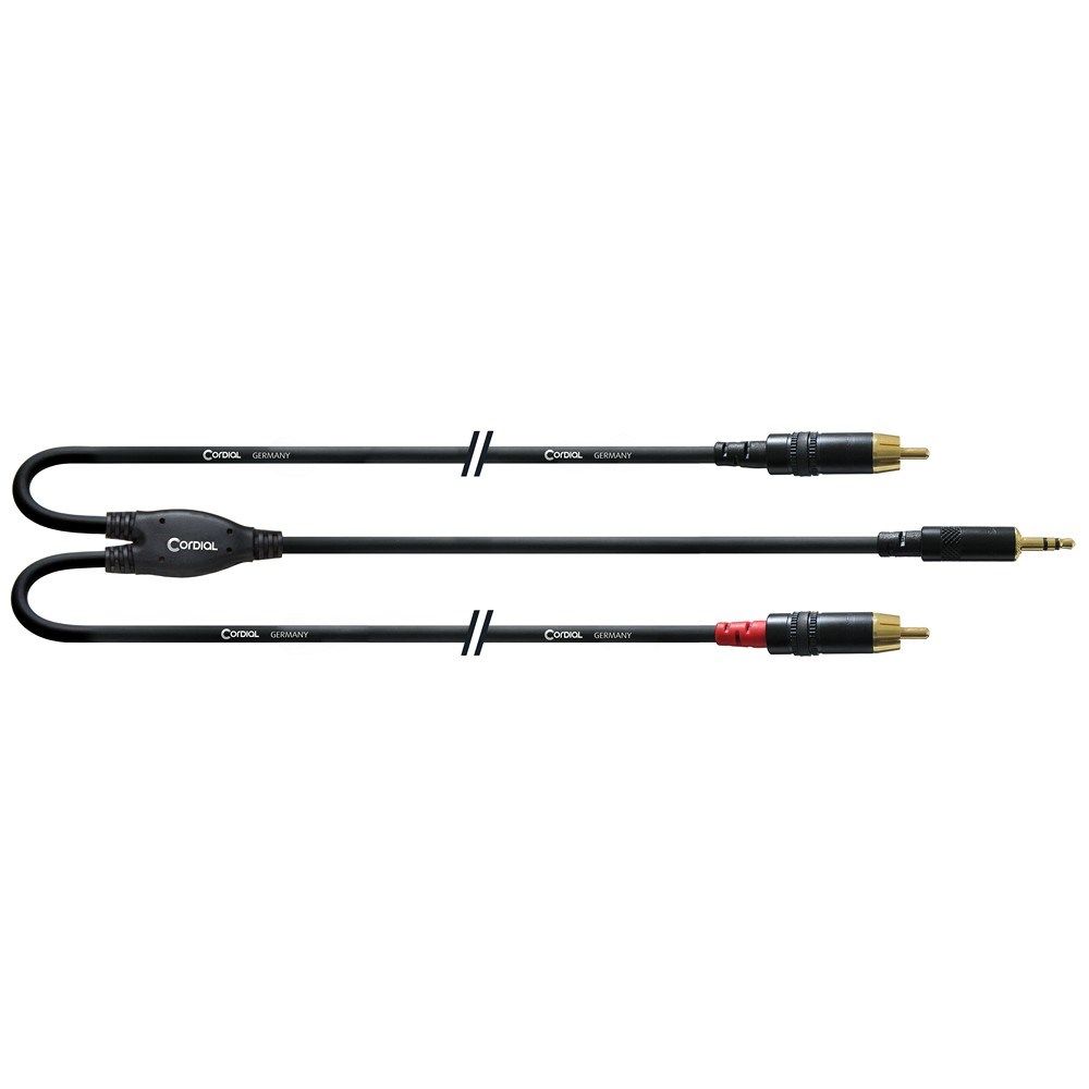 Cordial Essentials REAN 3.5mm Stereo Gold to 2x RCA Gold Cable (0.9m) - Image 1