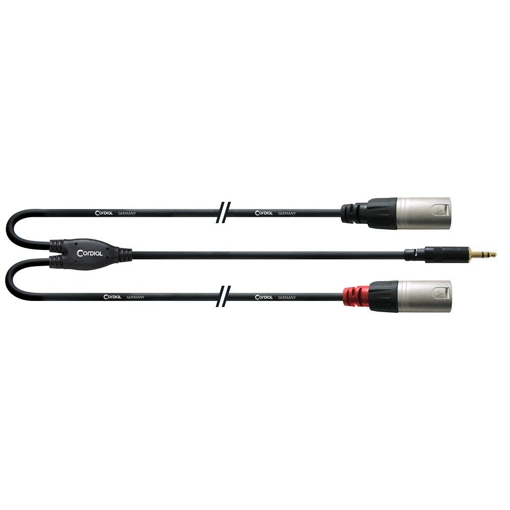 Cordial Essentials REAN 3.5mm Stereo Gold to 2x XLR Male Gold Cable (3m) - Image 1