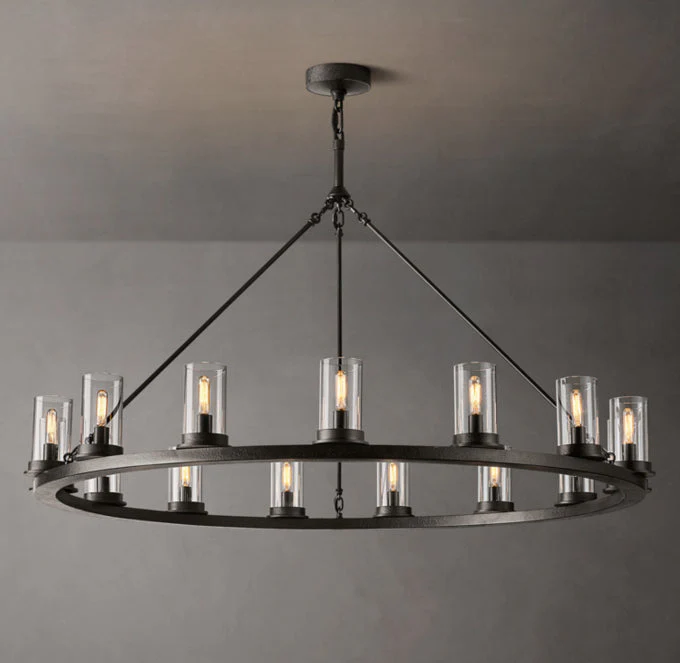Ondra Circular Transparent Crystal Pendant Light 48" - Image 2