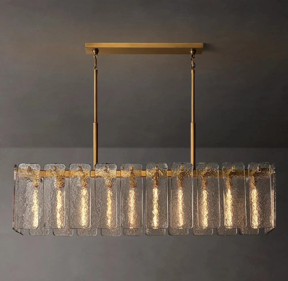 Calamette Rectangular Glass Ceiling Chandelier 60" - Image 3