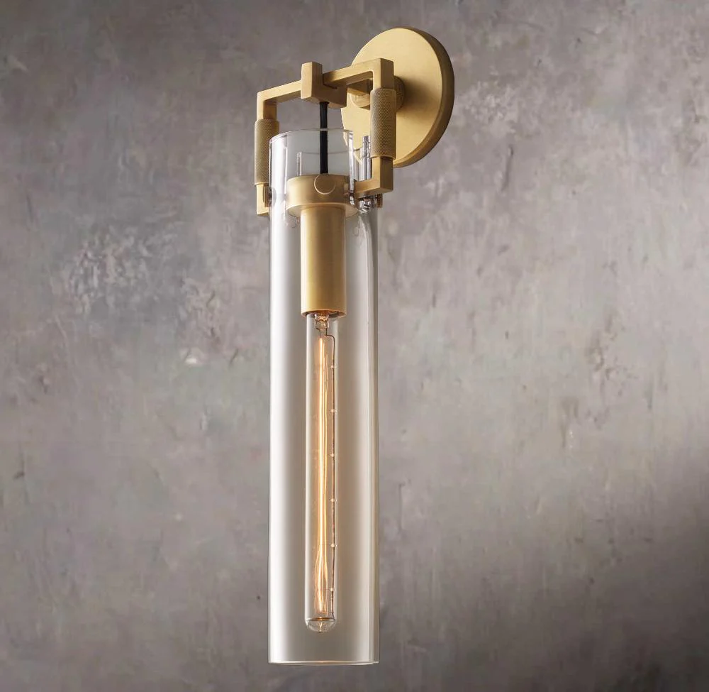 Industrial Glass Cylinder Wall Sconce 16" - Image 1