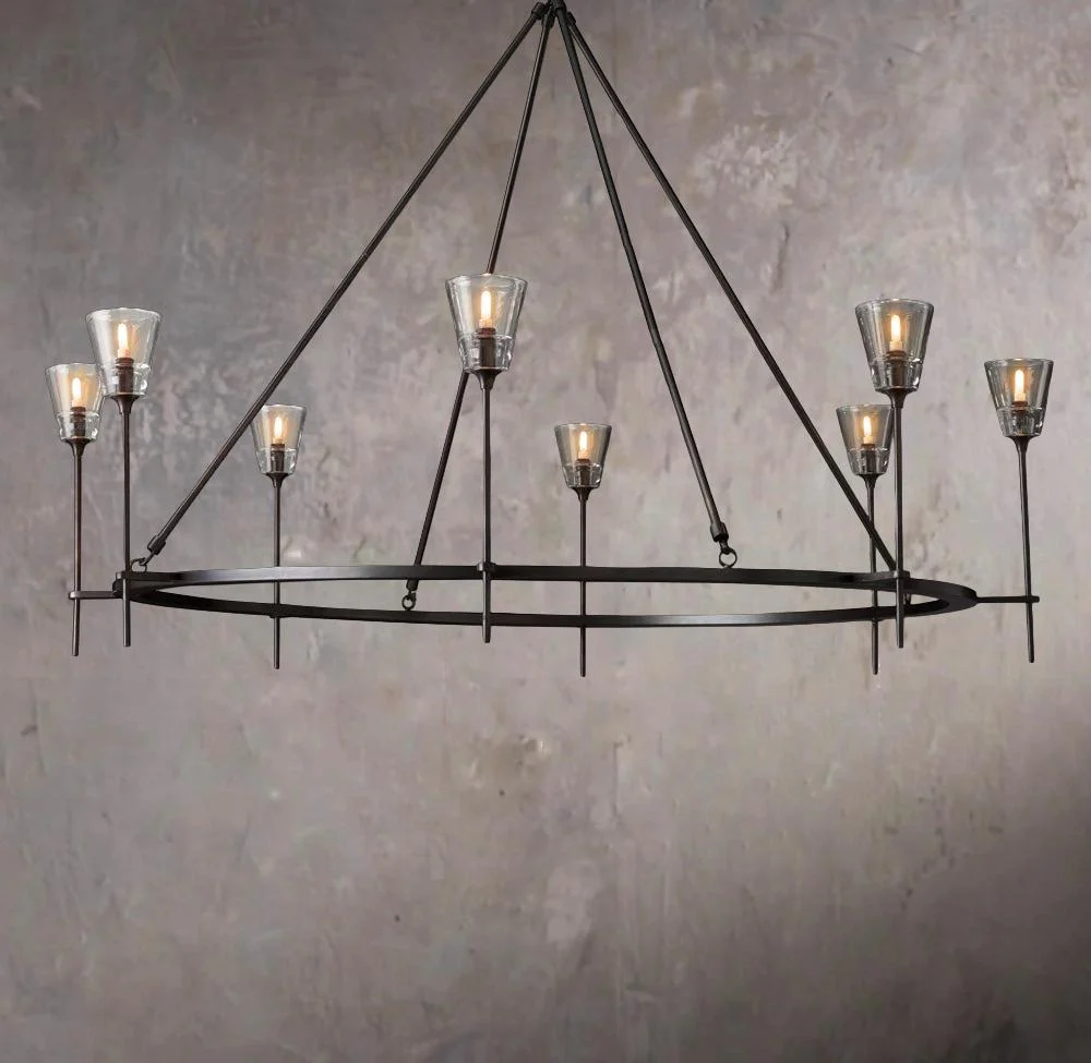 Glass Torch Circular Chandelier 58" - Image 2