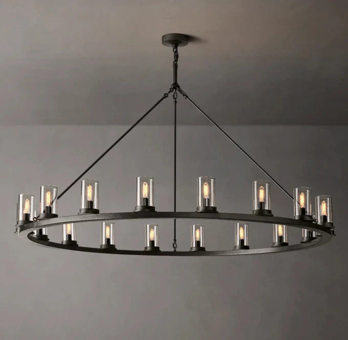 Ondra Circular Transparent Crystal Pendant Light 60" - Image 2