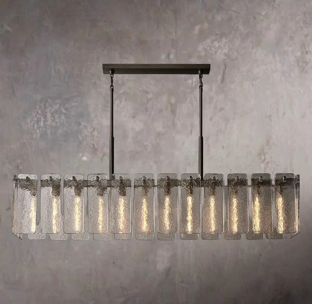 Calamette Rectangular Glass Ceiling Chandelier 72" - Image 2