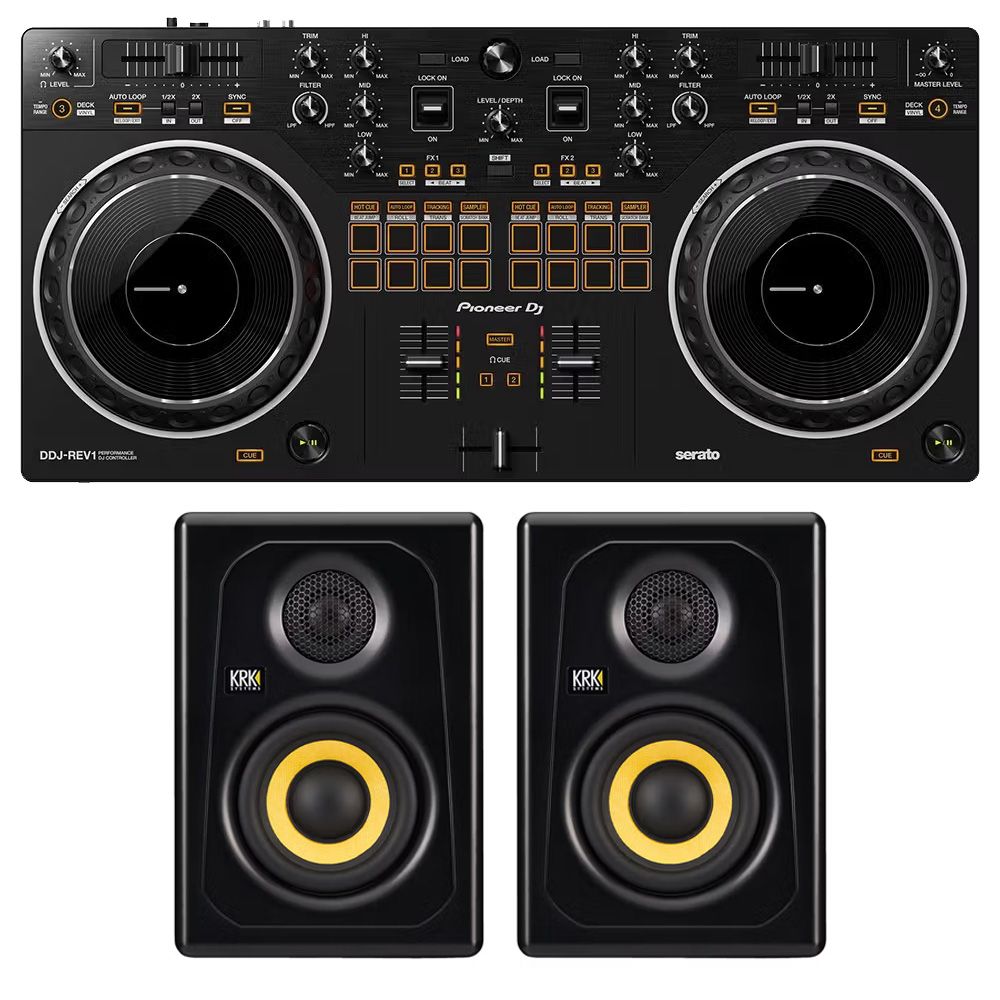 Pioneer DJ DDJ-REV1 Serato DJ Starter Pack w/ KRK Kreate 3 Monitors - Image 1